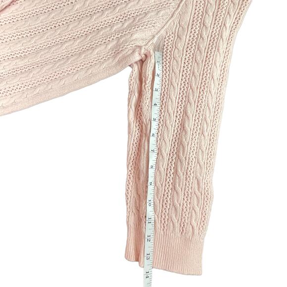 AEO Open Weave Cottagecore Sweater Delicate Pink SM Womens Top Shirt Wool Cotton - Picture 2 of 7